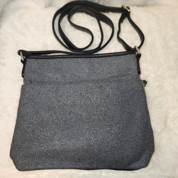 Crossbody 3 Zipper Black & Gray 10x9x2in - Picture 3 of 3